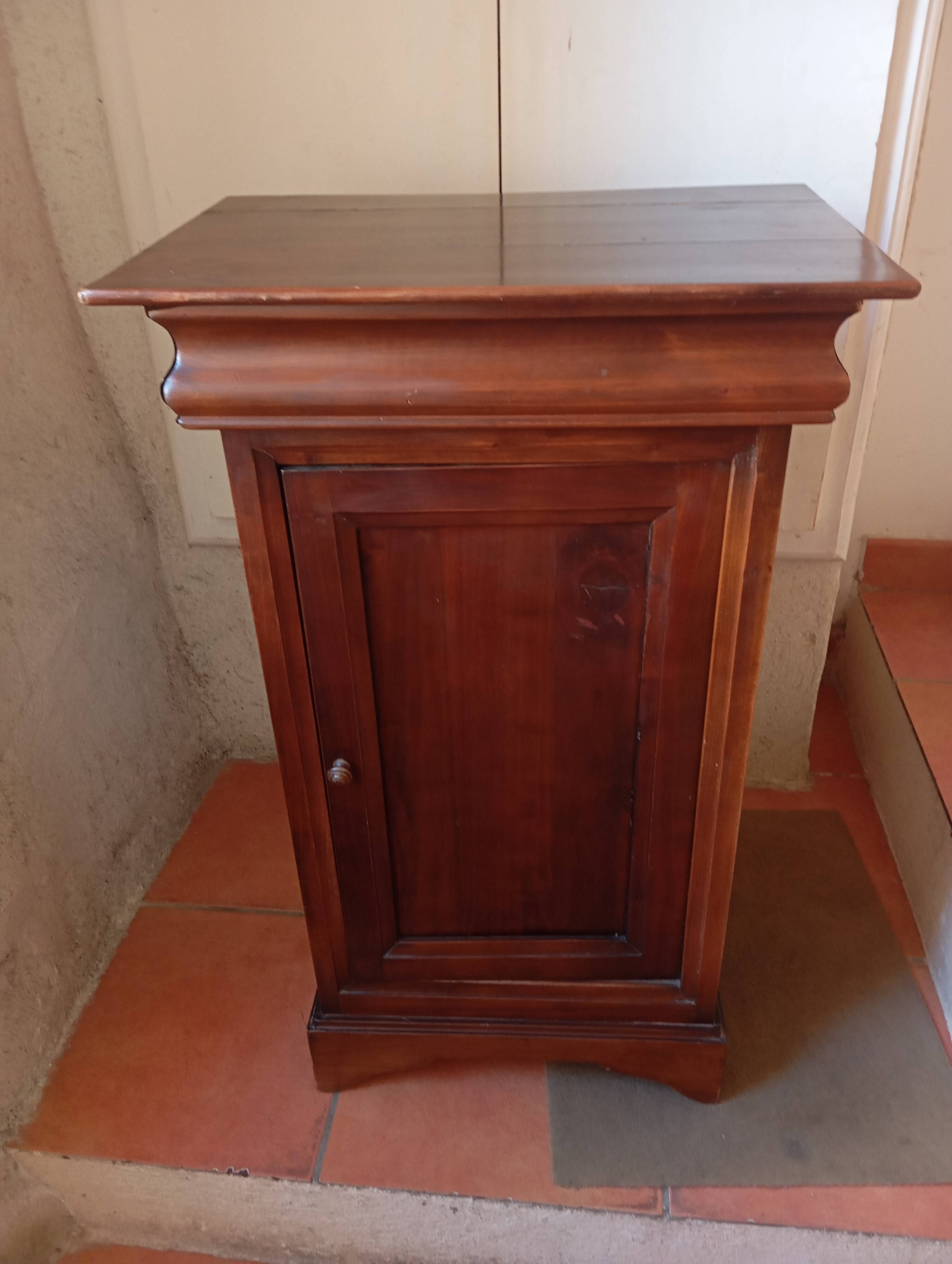 Solid wood nightstand in louis philippe style