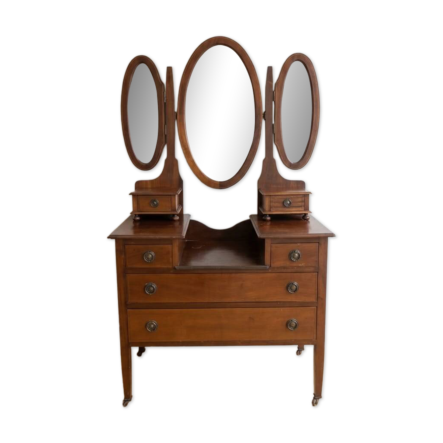 Coiffeuse ancienne en bois avec miroir tryptique