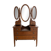 Coiffeuse ancienne en bois avec miroir tryptique