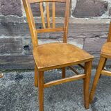 Paire de chaises bistrot 1950 brasserie bois courbé
