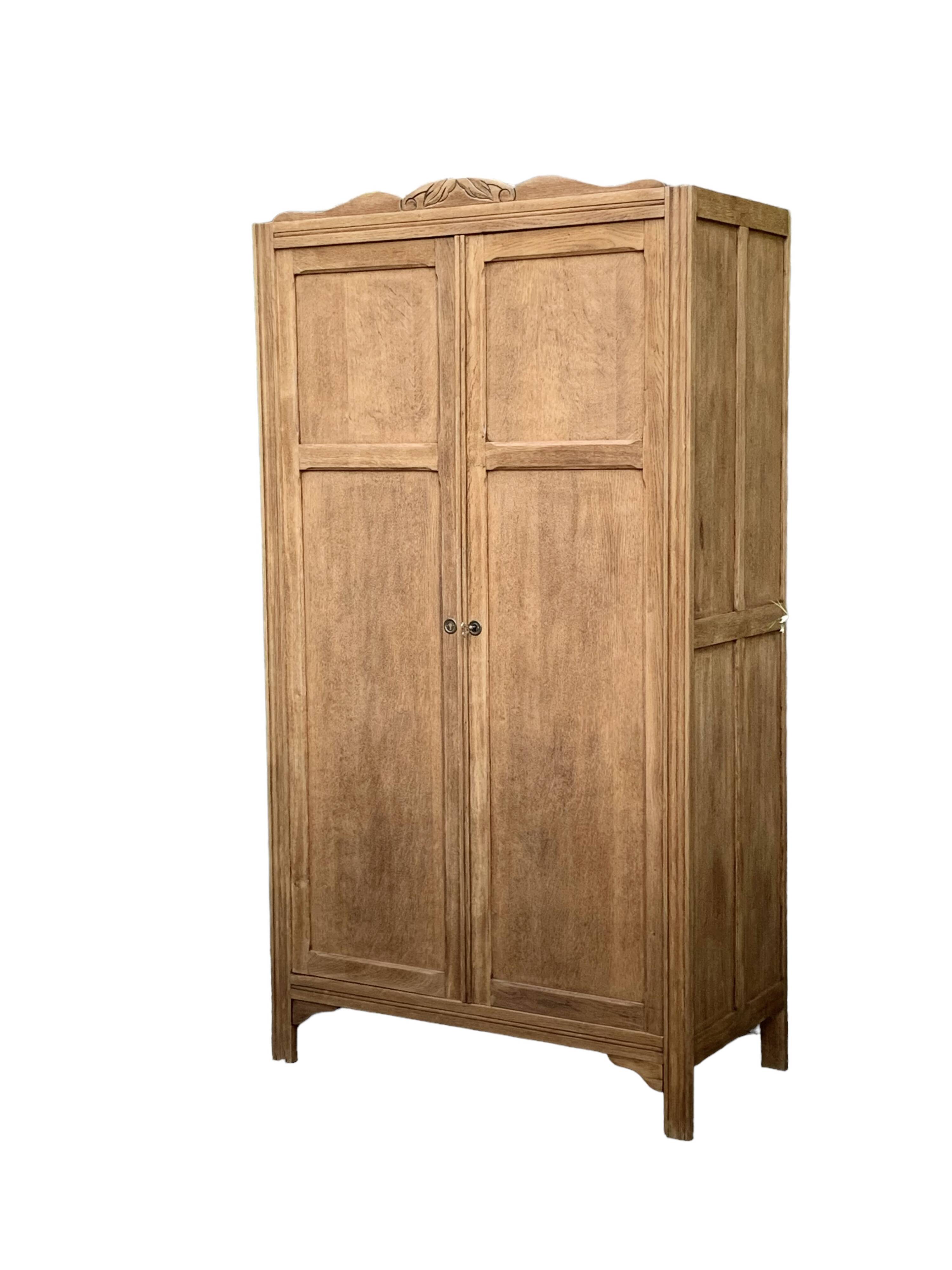 Parisian wardrobe, art deco raw wood wardrobe, 1930