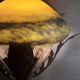 Lampadaire fer forgé or avec dome en pate de verre de Vianne 1930 art deco