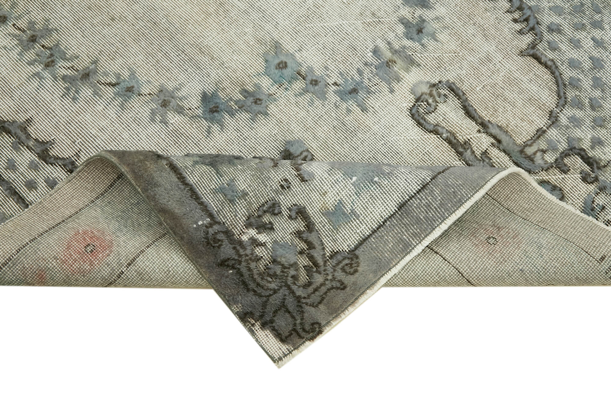 Handwoven overdyed anatolian 1970s 177 cm x 283 cm grey carpet