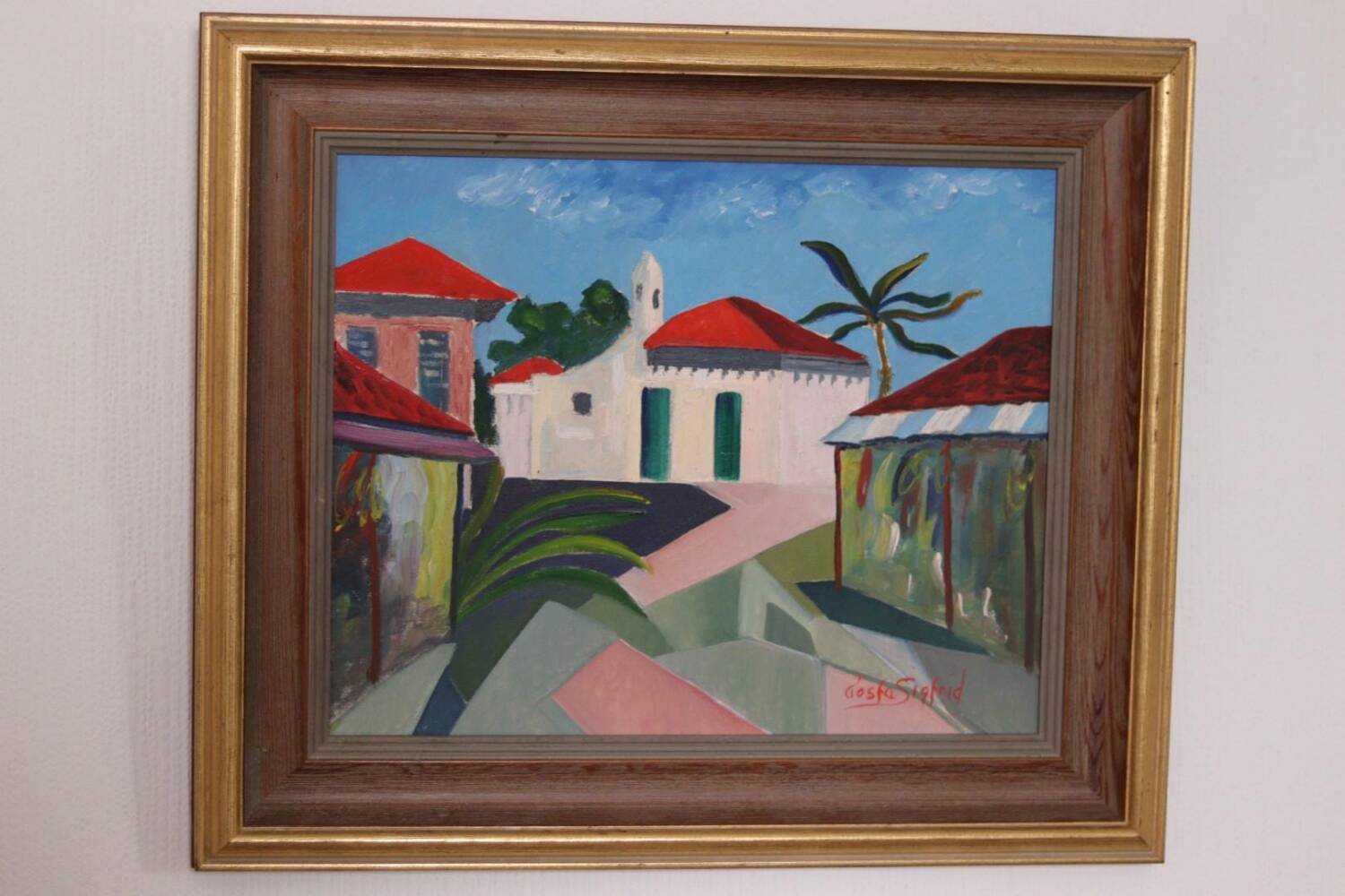 Original Swedish Oil on Canvas – “City View” by Gösta Sigfrid