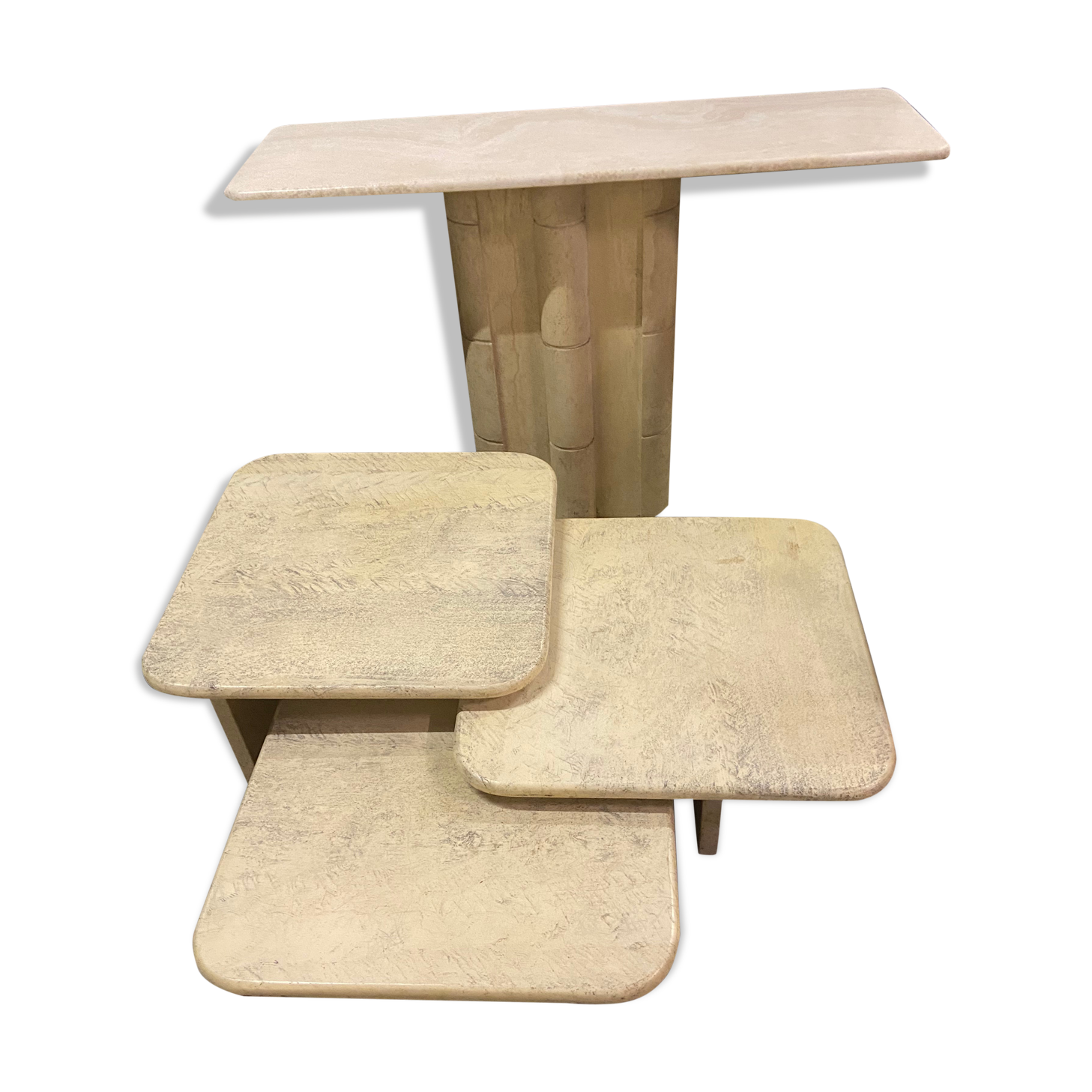 Artelano/travertine 70s coffee tables