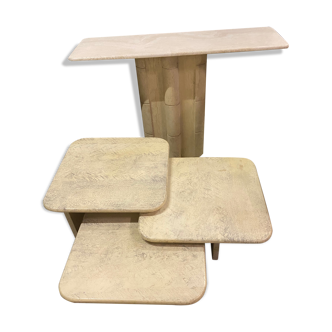Tables basses gigognes Artelano travertin années 70