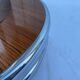 Round coffee table in smoked glass, chromed metal and wood, 1960s