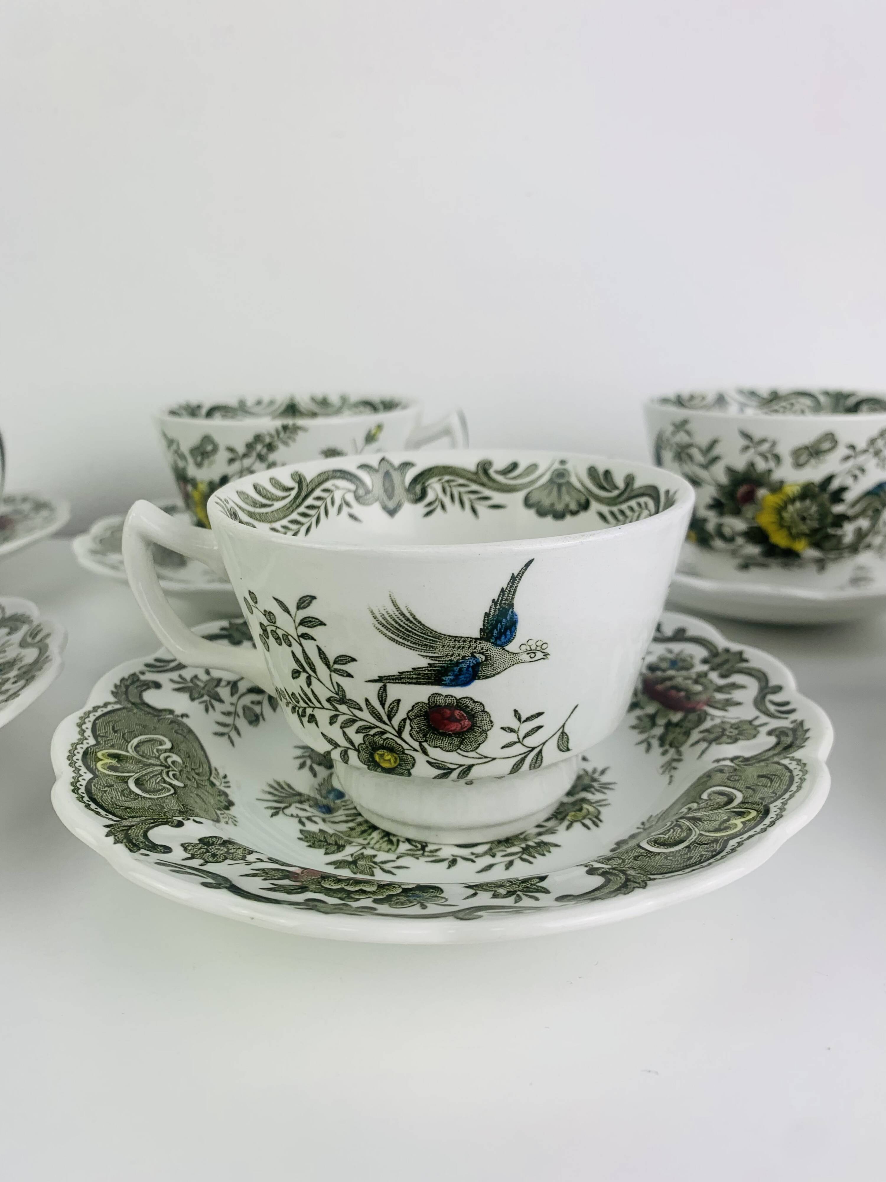 Windsor tea service Ridgway Staffordshire English earthenware, 6 cups