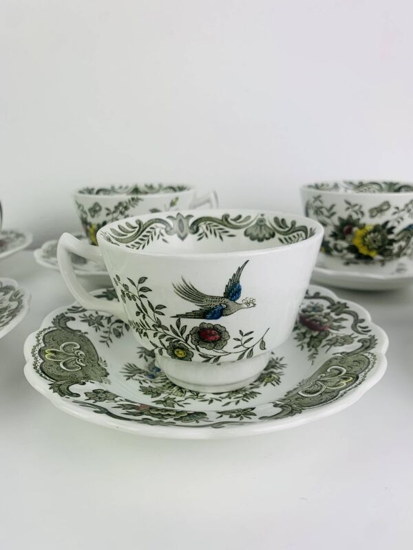 Service à thé Windsor Ridgway Staffordshire faïence anglaise, 6 tasses