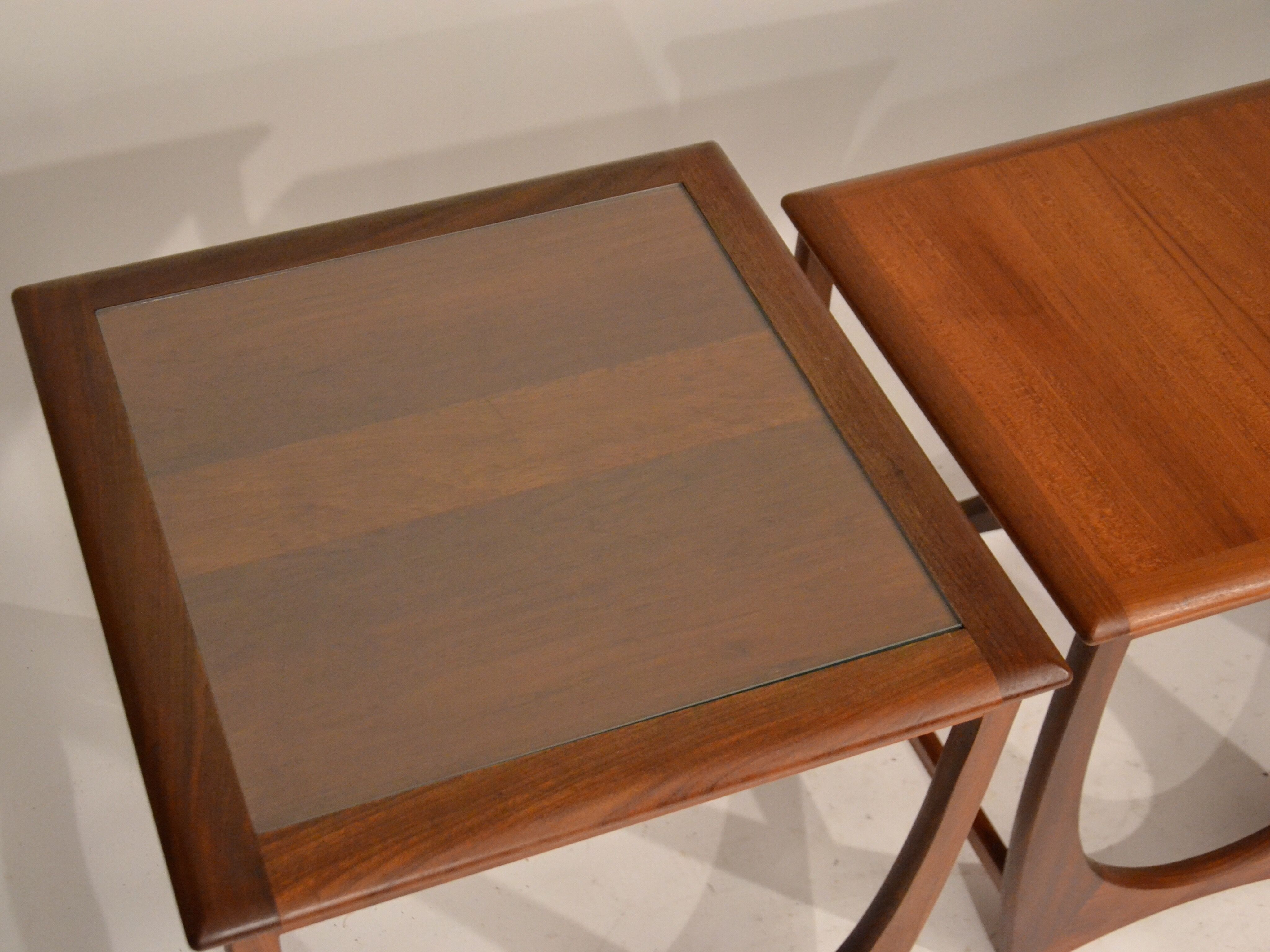 Nesting tables in teak and glass Gplan edition