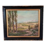 Vintage original landscape oil painting: Countryside nature wall art