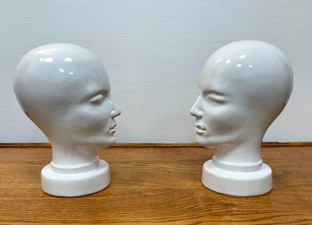 Rare set of 2 Scheurich ceramic heads, West Germany, 1950s-60s