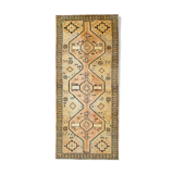 Persian Cream Tribal Runner Rug Handwoven Long Wool Carpet- 130x285cm