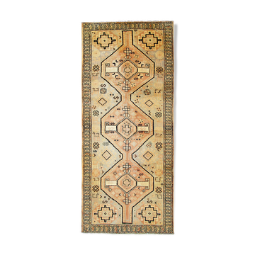Tapis persan cream tribal runner tissé à la main long tapis de laine - 130x285cm