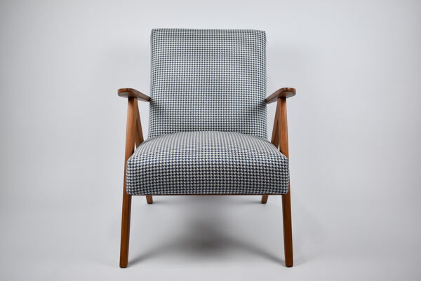 Fauteuil original vintage 60s, édition VAR, entièrement restauré, tissu de poule, élégant