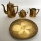 Art Deco German Brass Coffee Set from Hogri, 4 Pieces