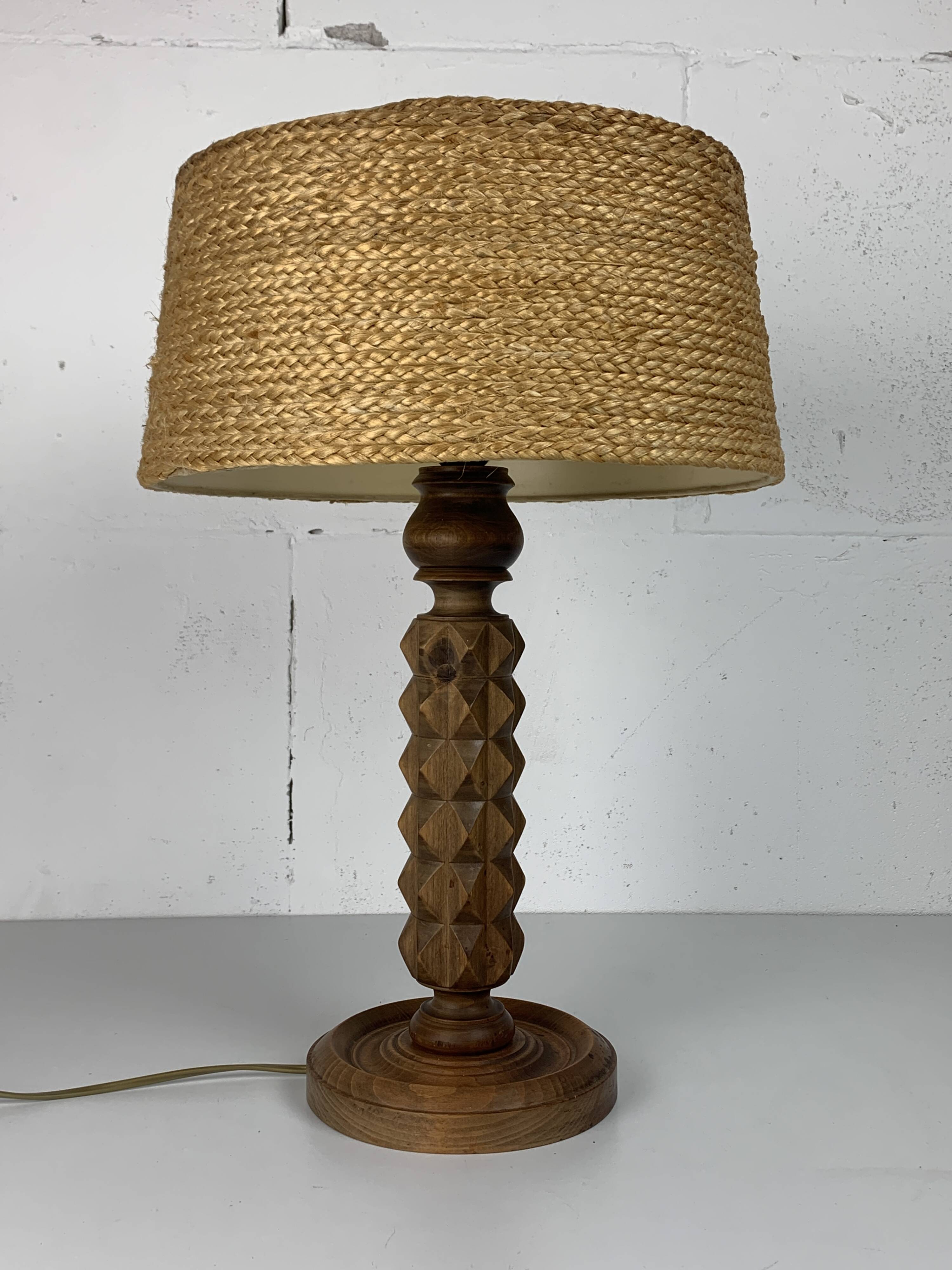 French Wood Turned Table Lamp in the stye of Charles Dudouyt, 1930s