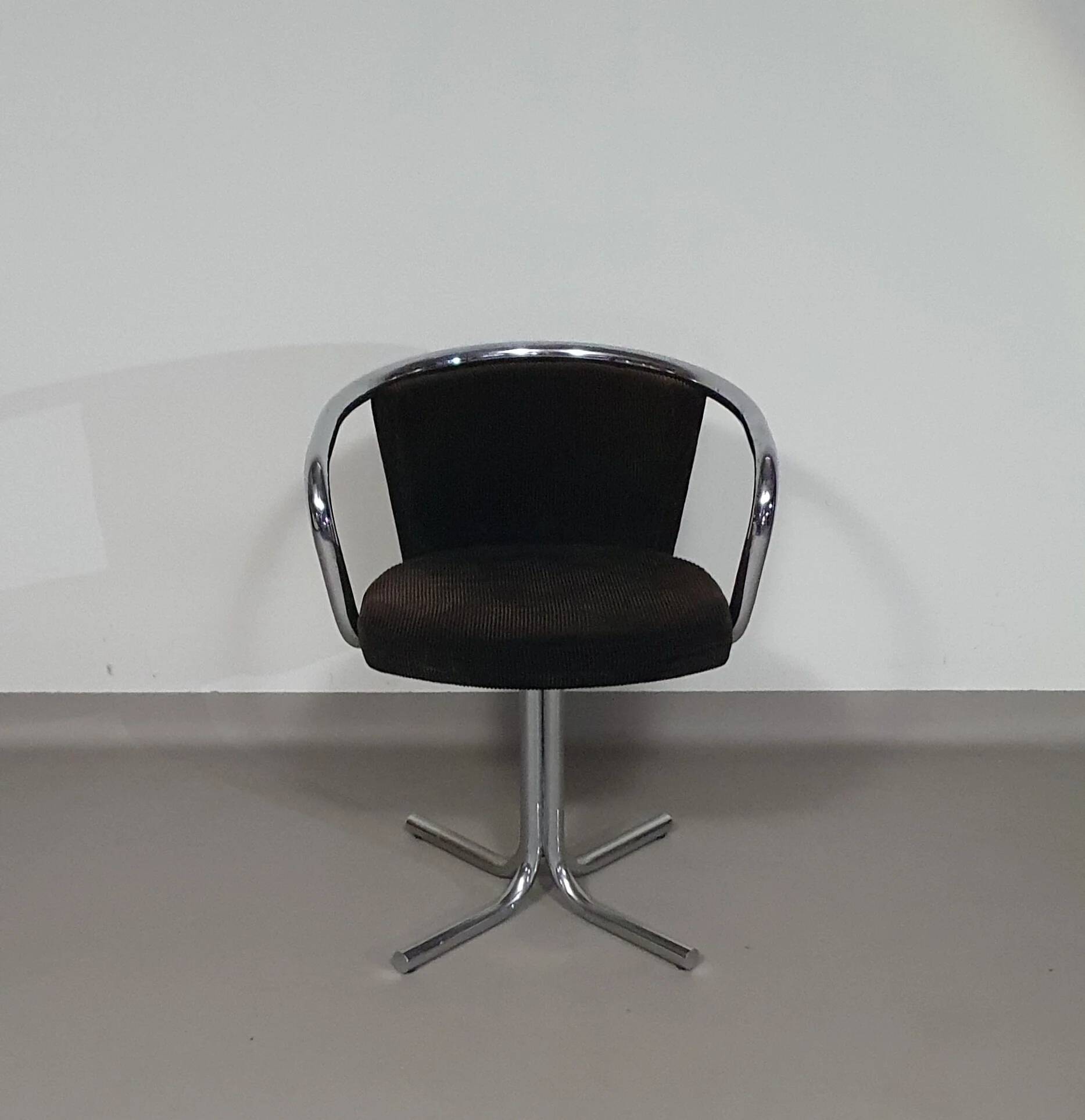 3 x mid-century tube frame chairs (swivel) corduroy upholstery