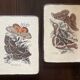 Lot de 2 tableaux en bois avec planche botanique papillons