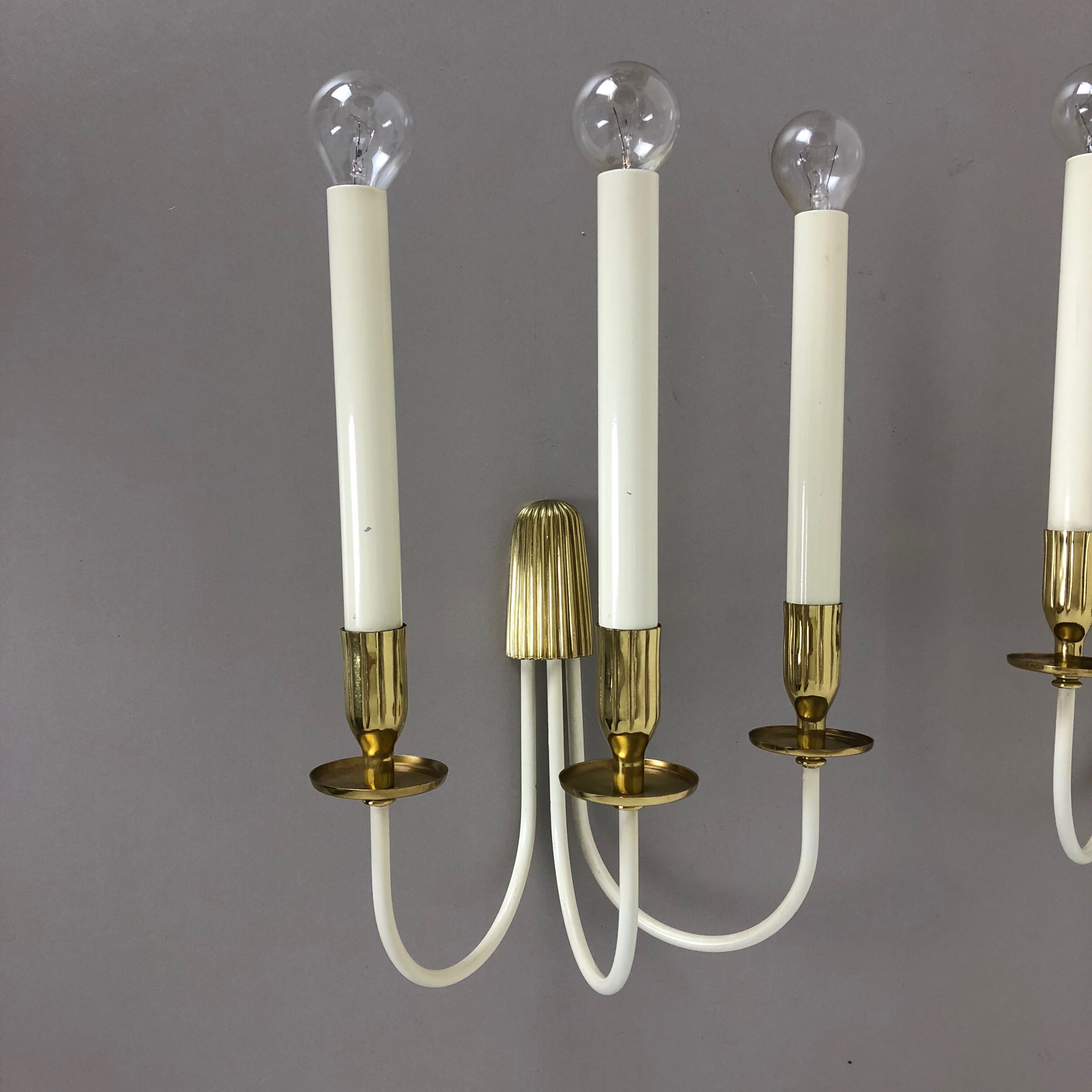 Set of 2 Original Brass Wall Lights Vereinigte Werkstätten München, Germany 1950