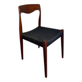 Chaise de salle à manger – Teck et corde danoise noire, 1960
