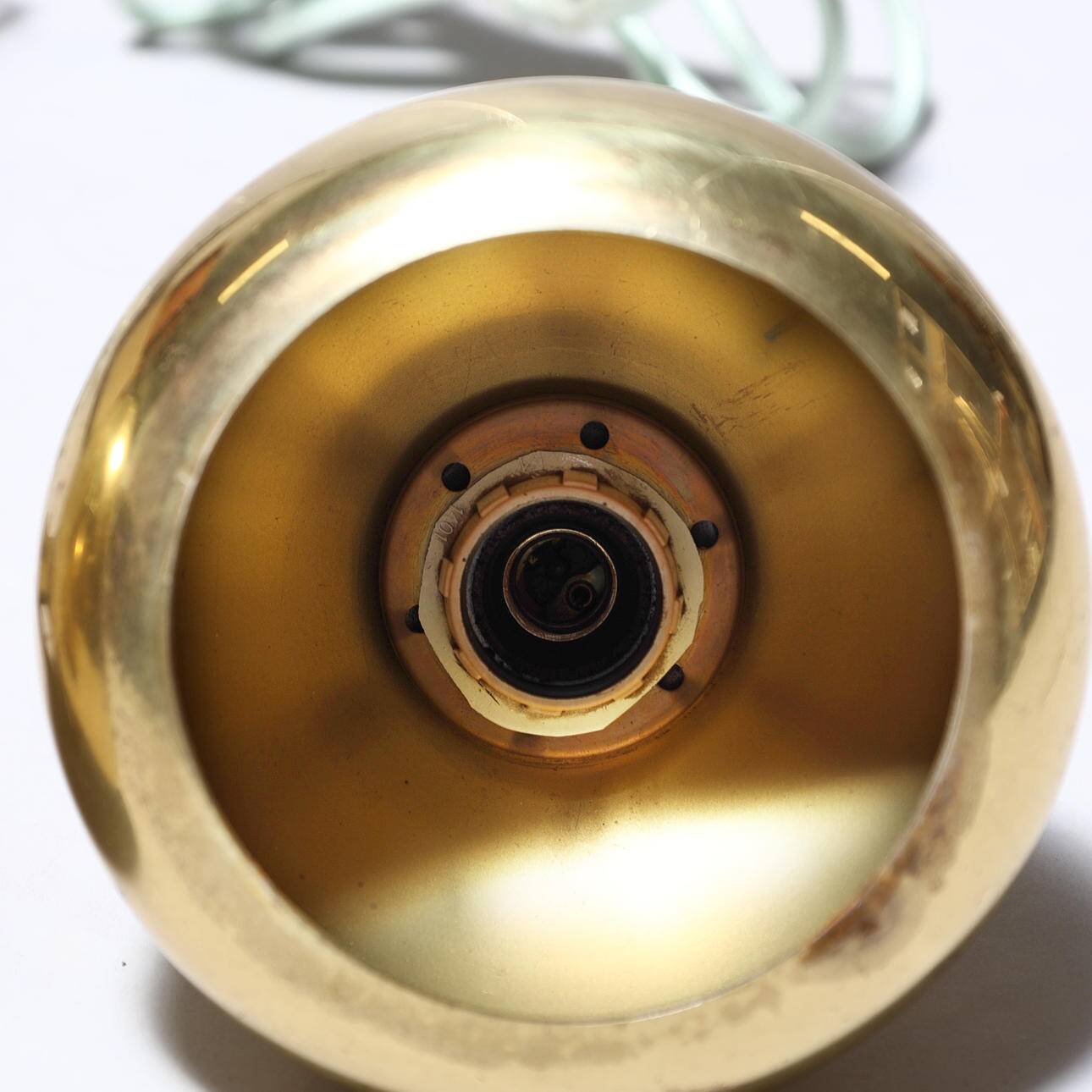 pair of brass pendant lights - Denmark 1970s