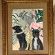 Painting jungle leopard acrylic old frame