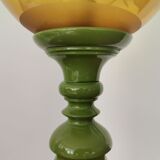 Lampe de table italienne en bois et verre jaune et vert jaune et vert du milieu du siècle