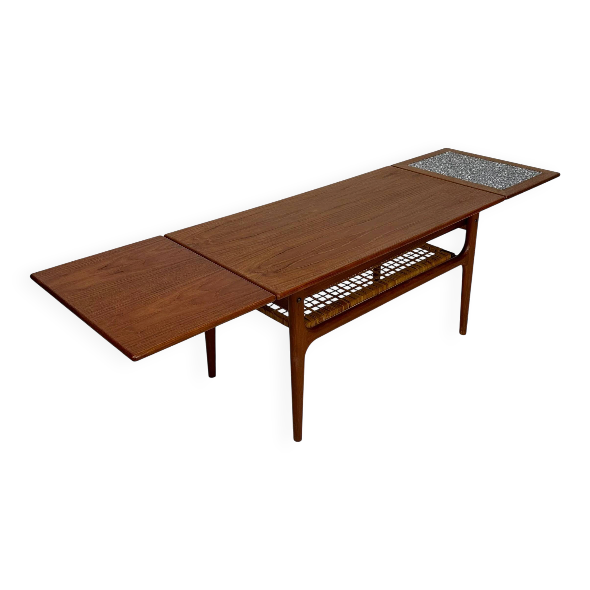 1960s vintage Danish mid-century extendable teak coffee table by Trioh Møbler