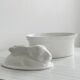 Large white porcelain rabbit terrine dish.