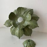 Green metal leaf wall light