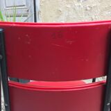 Pair of armchairs in red skai 1950 vintage design 50s 70