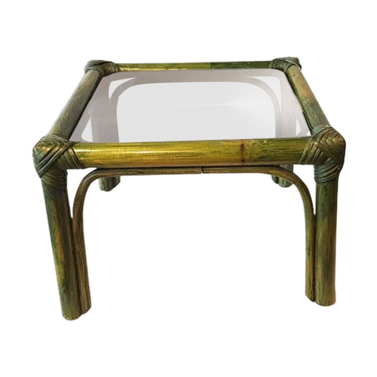 Green rattan coffee table