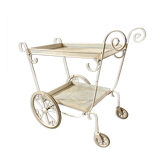 Chariot blanc en métal perforé