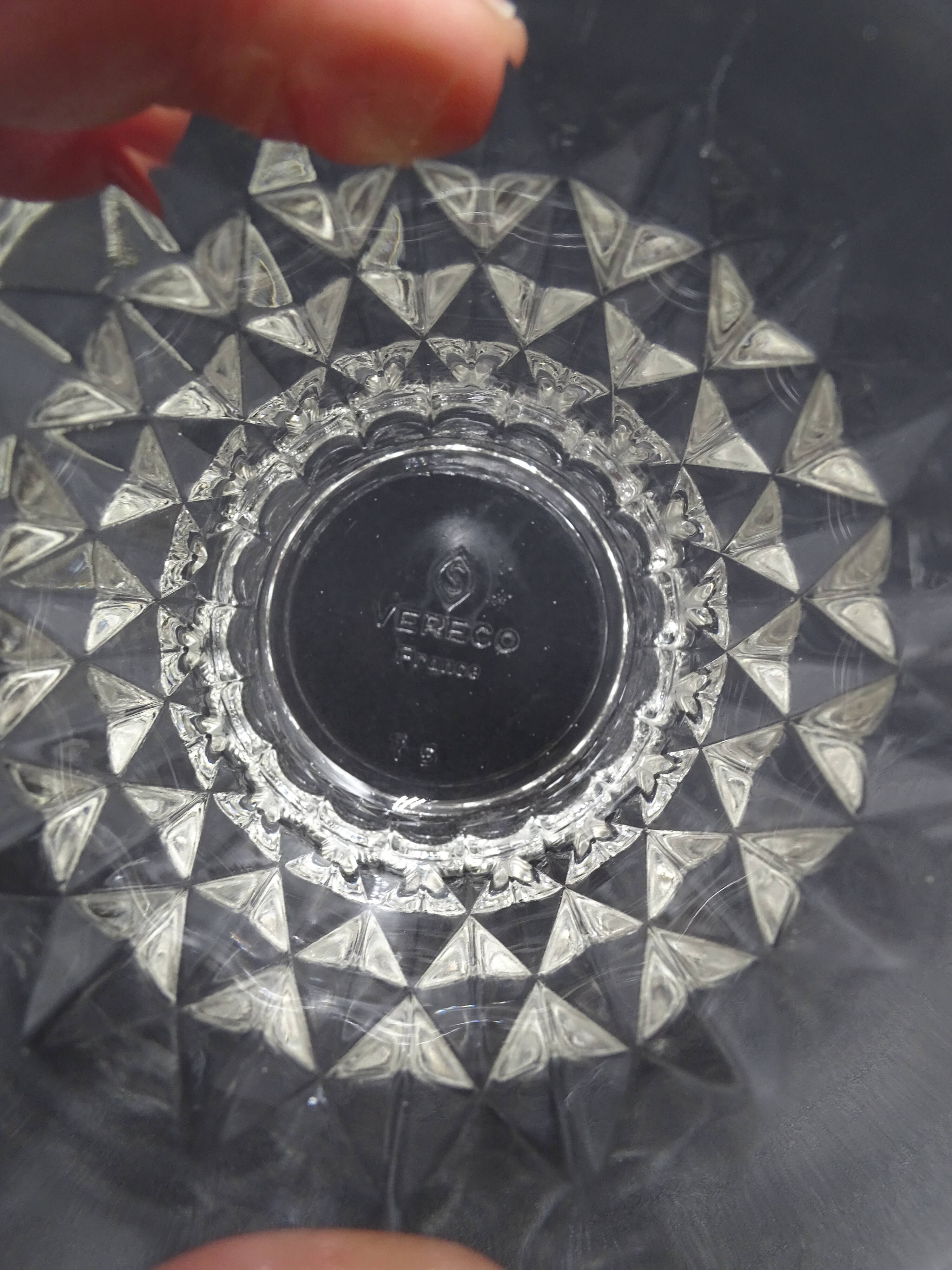 Set of 7 vintage Vereco glasses with diamond tips - around 1960