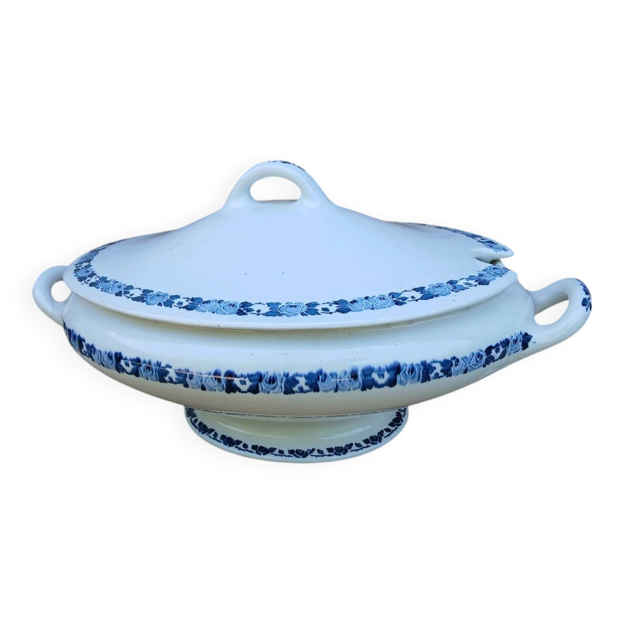 Soupière ancienne Villeroy & Boch - décor fleurs bleues