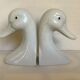 Pair of white bird, geese and duck bookends