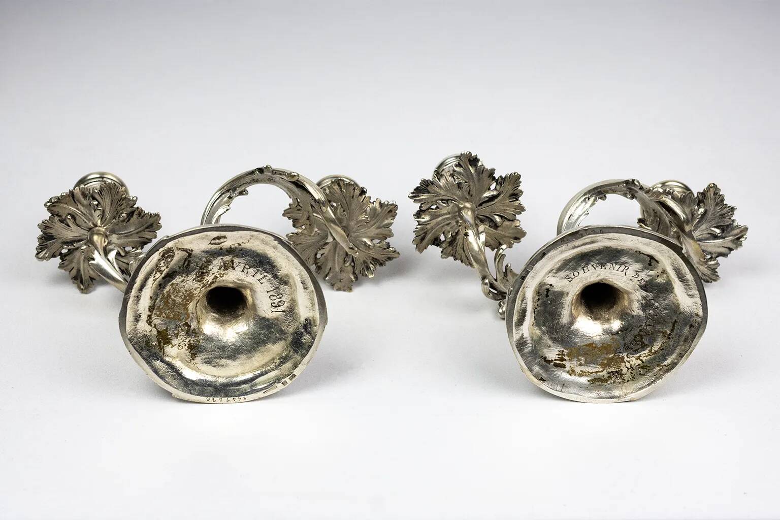 Pair of Christofle candlesticks 19th century – Trianon model silver-plated bronze