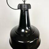 Industrial black pendant factory lamp with cast iron top, 1970s