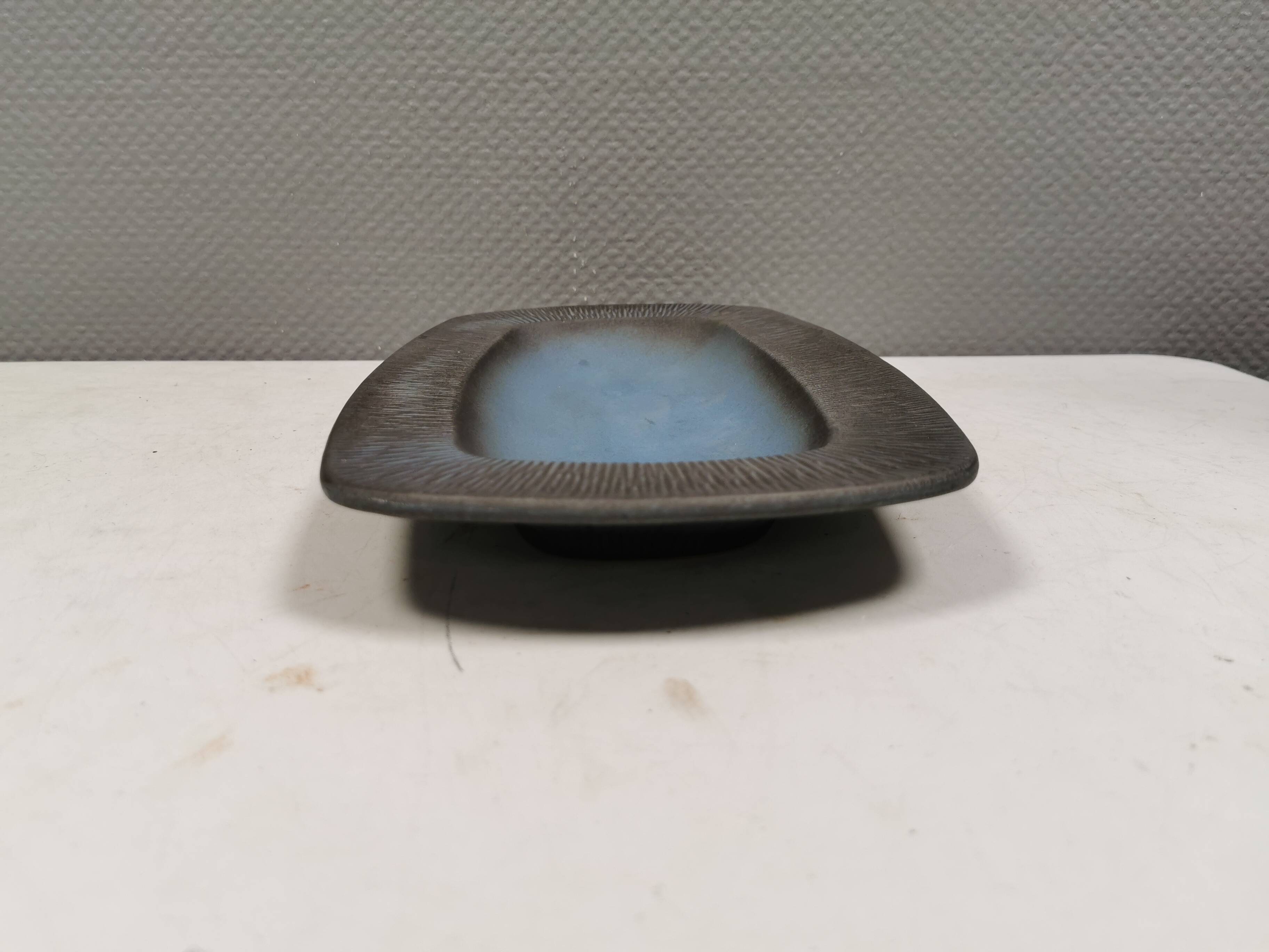 Dish in bluish colors from Hedehusene Ceramics (HK) Denmark 1960-70s