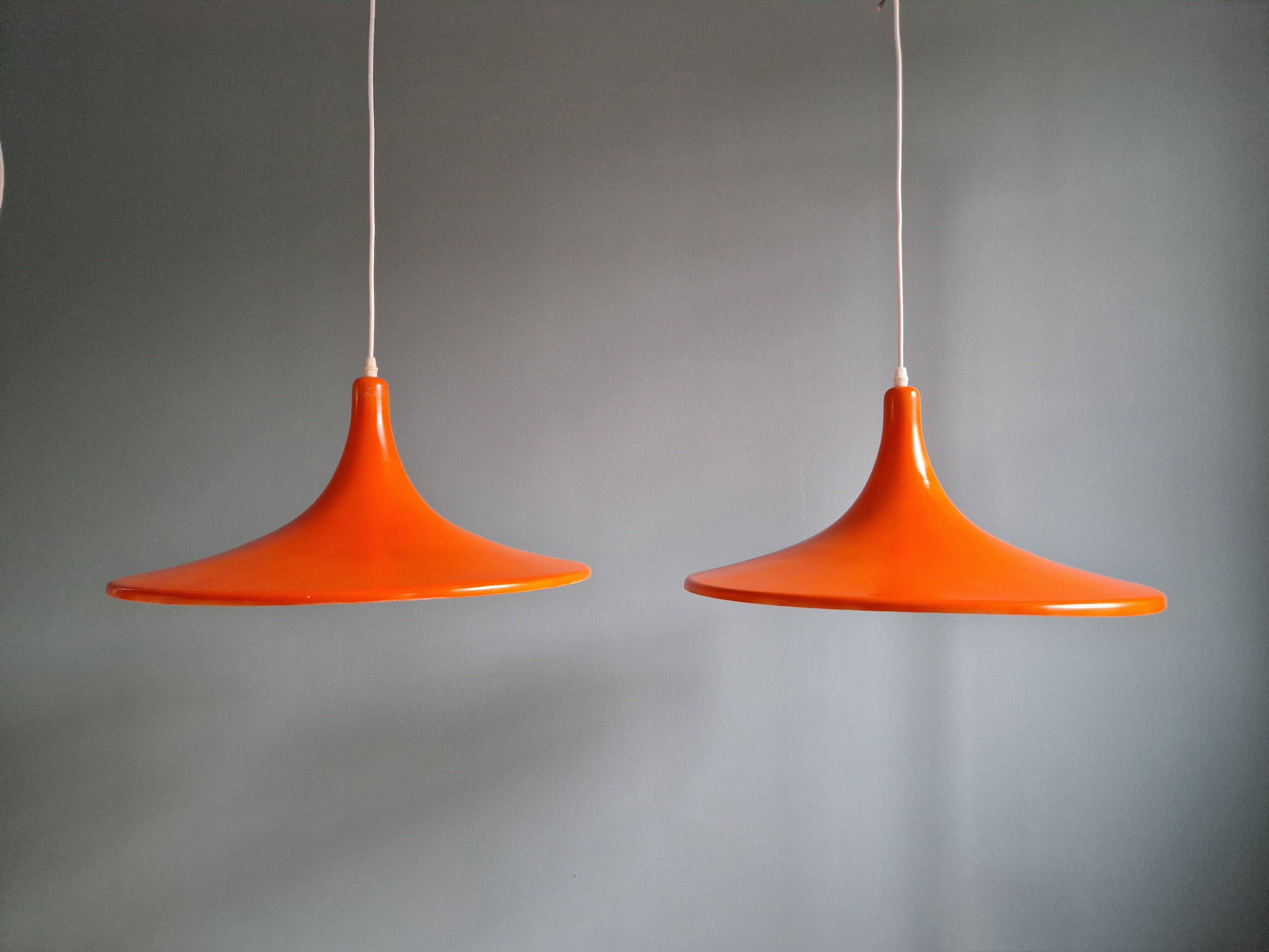 Large vintage orange plastic pendant light