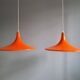 Large vintage orange plastic pendant light