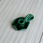 Vintage green glazed ceramic candle holder, organic design.