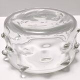 Vase en verre de Murano transparent avec bugne attribuable à Barovier