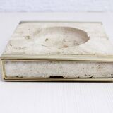 Travertine and brass ashtray