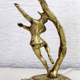 Pair of Commedia Dell Arte lamps in bronze and XXth glass