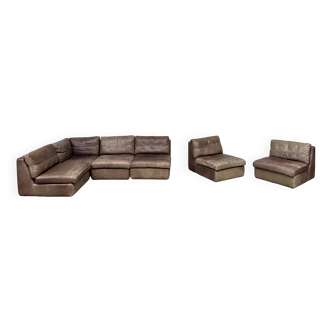 Modular leather sofa, vintage design 1970
