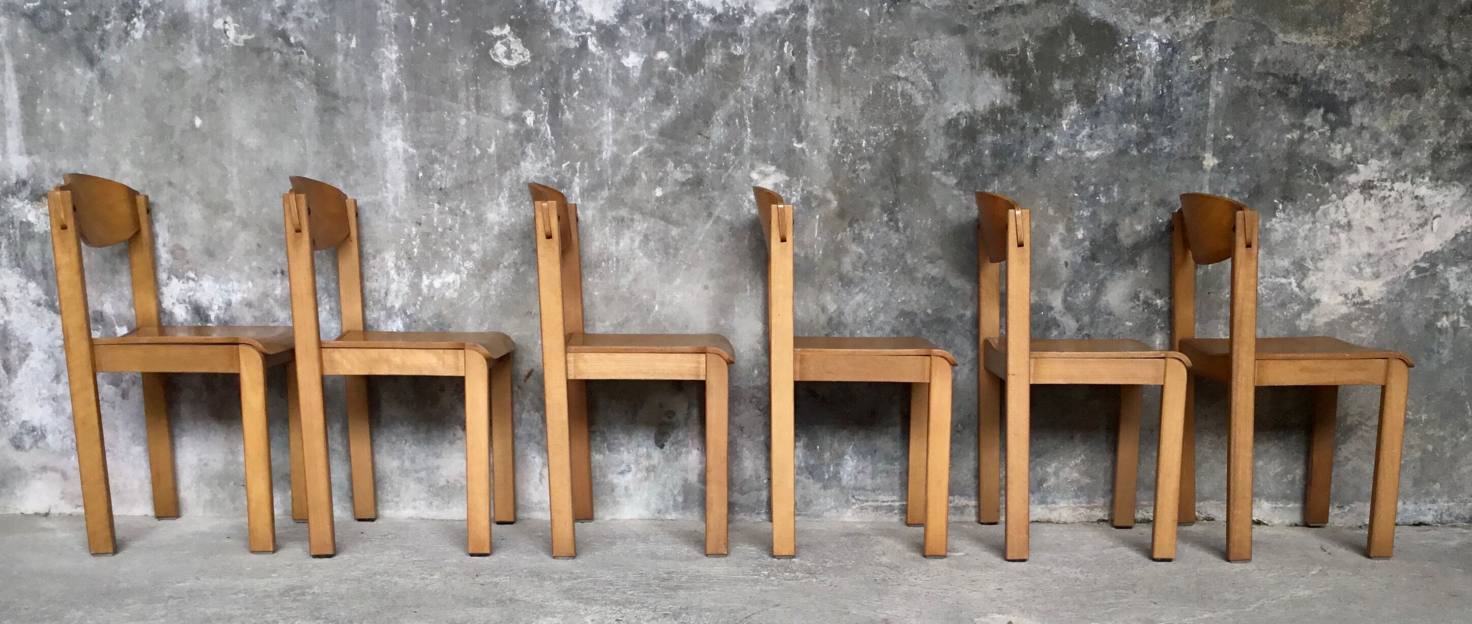 Set of 6 design chairs in glulam - 1970s