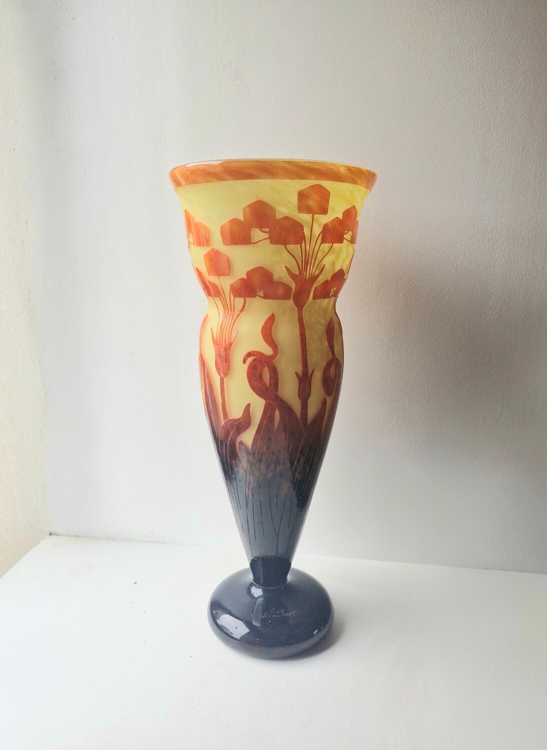 French Glass Vase Schneider