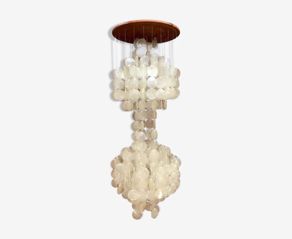 Vintage Capiz shell hanging lamp | Selency